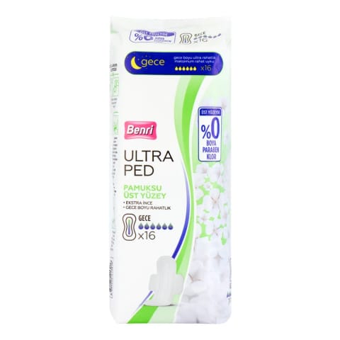 Benri Ultra نوار بهداشتی شبانه پنبهای ۱۶ عددی