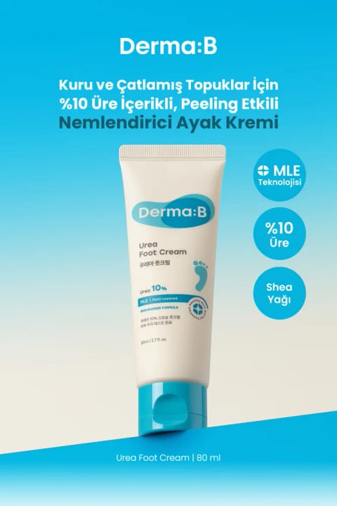 Derma B کرم مرطوب‌کننده پا با اثر لایه‌بردار برای پوست خشک و ترک‌خورده پاشنه پا