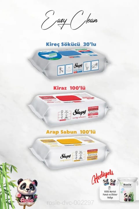 Sleepy رسوببر ۳۰ عددی، دستمال تمیزکننده ۱۰۰ عددی با عصاره گیلاس و صابون عربی Sleepy به همراه هدیه Rosie