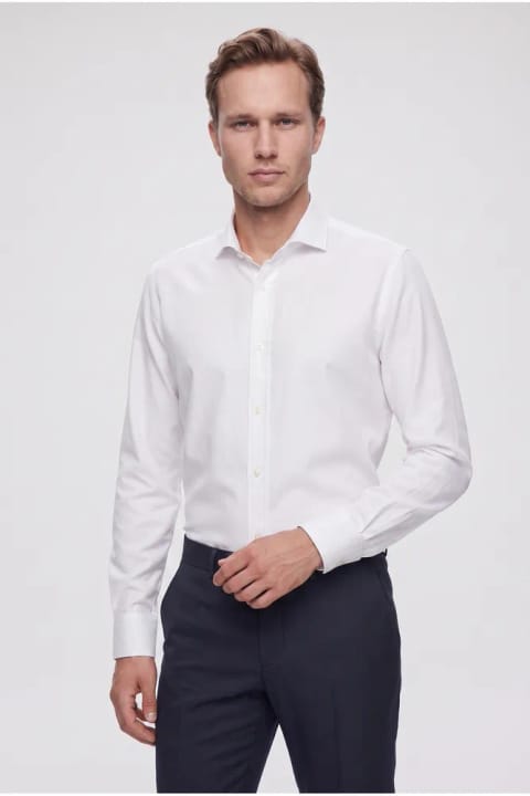 D'S Damat پیراهن اسلیم فیت سفید ساده