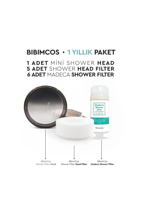 Bibimcos سری دوش مینی + 5 فیلتر یدکی + 6 فیلتر دوش Madeca (1 ساله ...)
