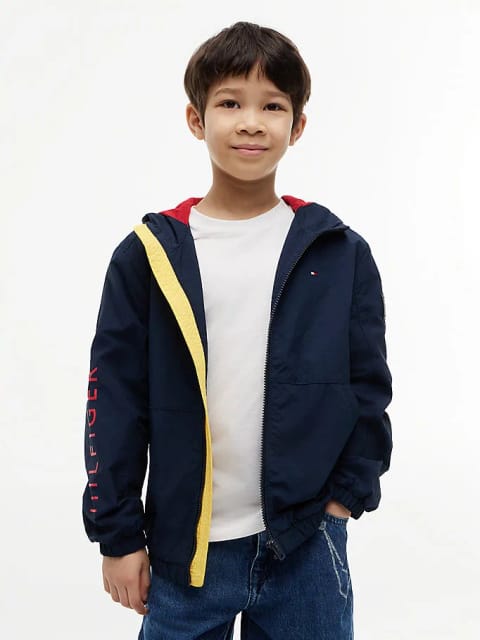 Tommy Hilfiger پسرانه ژاکت بادگیر گرافیکی