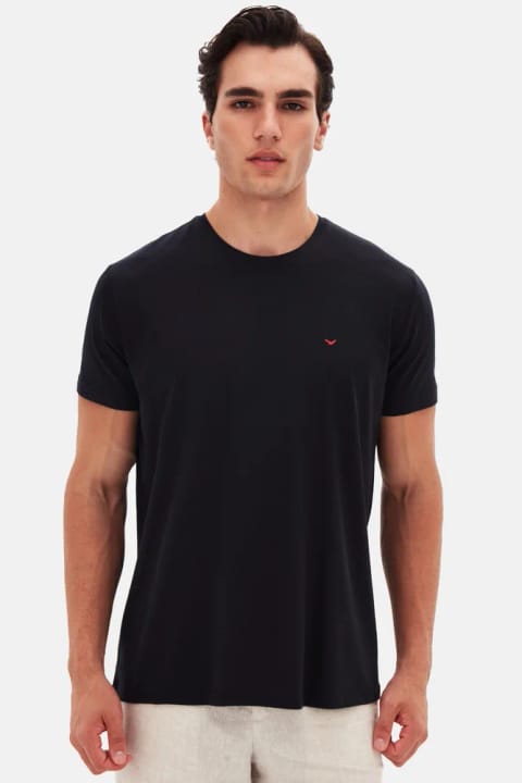 D'S Damat Regular Fit مشکی ساده گلدوزیشده ۱۰۰٪ پنبه تیشرت