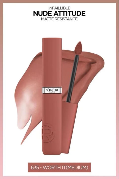 L'Oreal Paris Infaillible Matte Resistance رژ لب مایع مات - 635 Worth It (مدیوم)