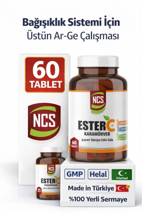 NCS Ester C ویتامین C 1000 میلی‌گرم با عصاره آسرولا و تمشک سیاه 60 قرص
