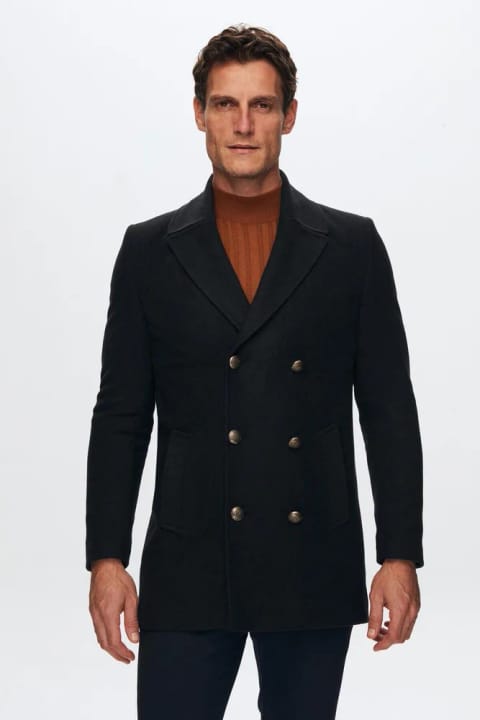 D'S Damat Regular Fit سرمهای کروازه دریانوردی با جزئیات دکمه فلزی