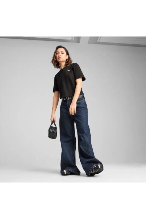 تیشرت آستینکوتاه یقهگرد زنانه Puma WARDROBE ESS با یقه کشباف