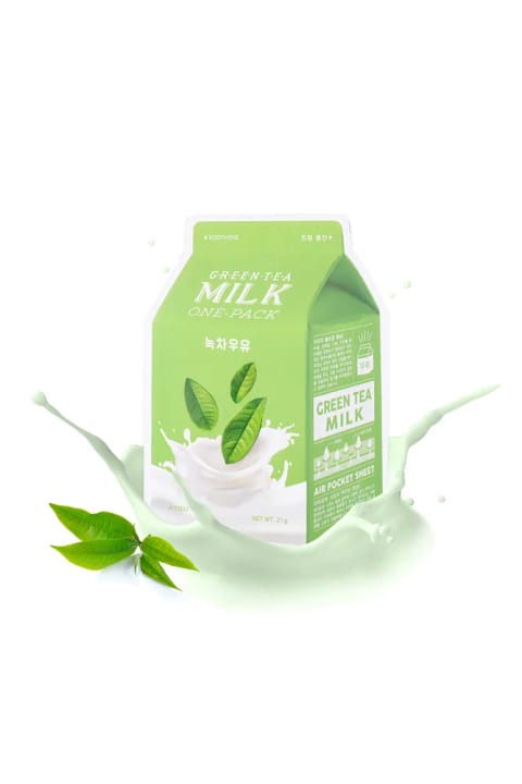 ماسک ورقه‌ای میسا مناسب پوست‌های حساس (چای سبز-شیر) A'PIEU Green Tea Milk