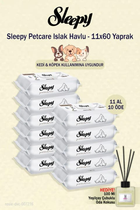 Sleepy 11 بسته دستمال مرطوب پتکر ۶۰ عددی به همراه خوشبوکننده هوا هدیه
