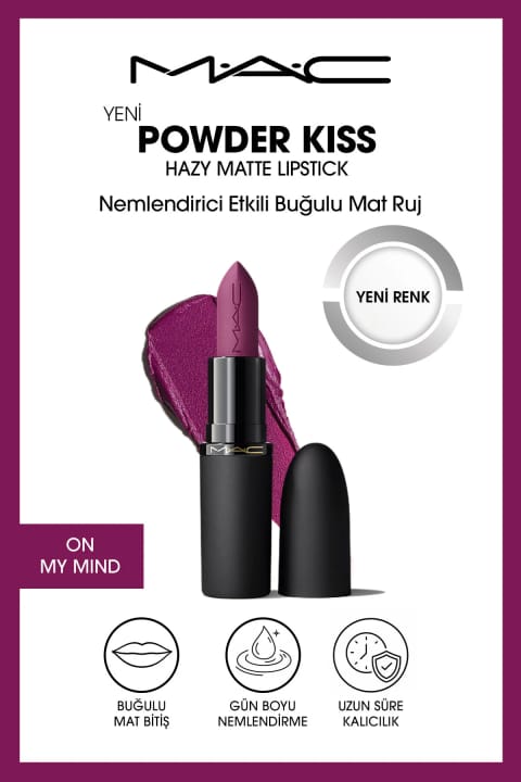 رژ لب مات مخملی M.A.C Powder Kiss Hazy Matte Lipstick با اثر آبرسان - On...