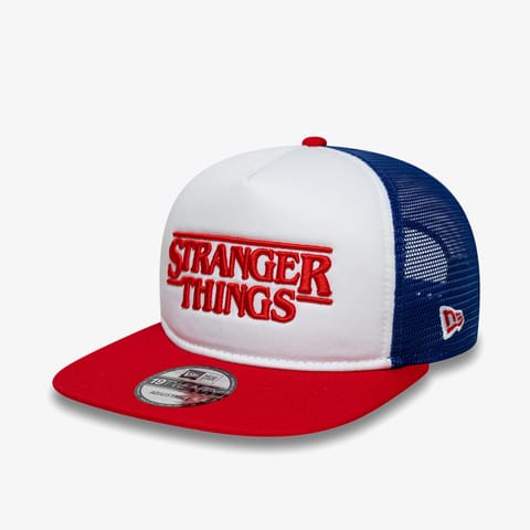 کلاه کپ New Era Stranger Things 19Twenty Trucker Snapback یونیسکس سفید/قرمز