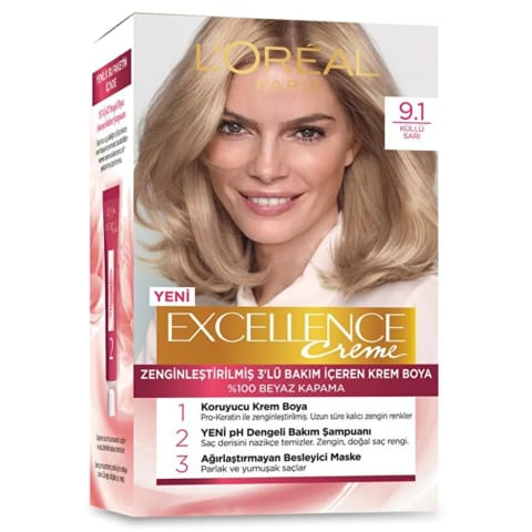 Loreal Paris Excellence Creme رنگ مو - 9.1 بلوند دودی روشن