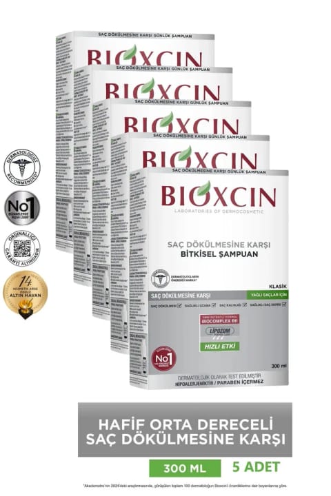 شامپو Bioxcin کلاسیک مخصوص موهای چرب - سایز 5x300ml