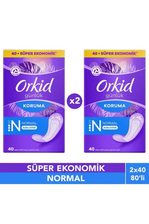 Orkid گنل پد روزانه سایز نرمال بسته اقتصادی ۴۰ عددی x2