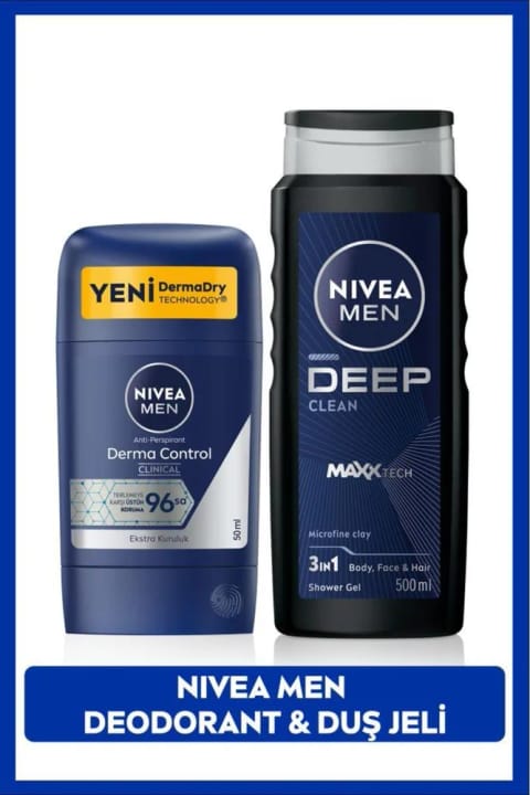 NIVEA Men شاور ژل و دئودورانت جامبو Deep Dimension