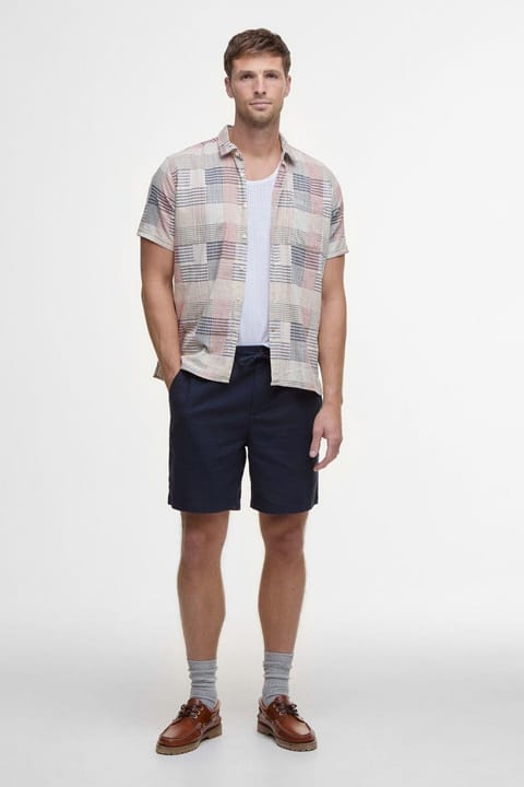 شورت راحتی Barbour مدل Cotton Linen NY91 رنگ سرمه‌ای