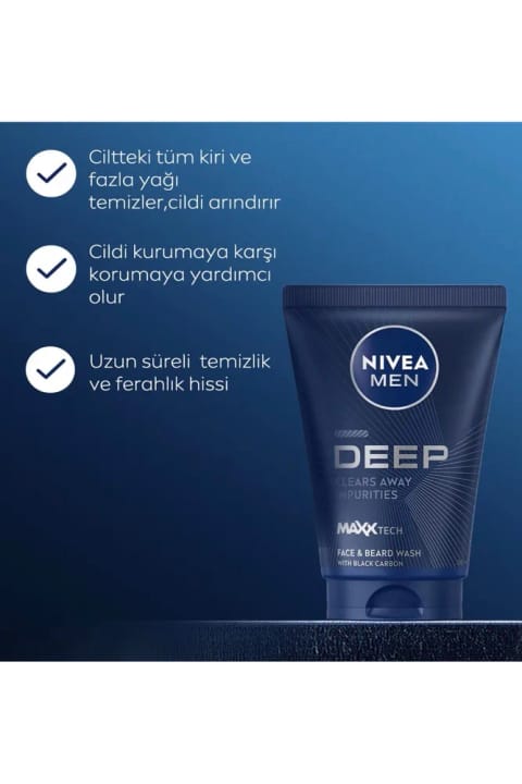 شامپو صورت و ریش NIVEA MEN Deep Dimension 100ml