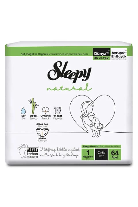 Sleepy Natural جامبو پک سایز ۱ ۲-۵ کیلوگرم ۶۴ عددی