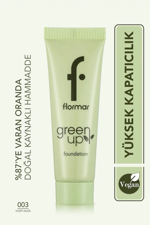 فنداسیون وگان و پایه آب با پایانی نیمهمت، فلورمار - Green Up Foundation - سایه 003 عاجی