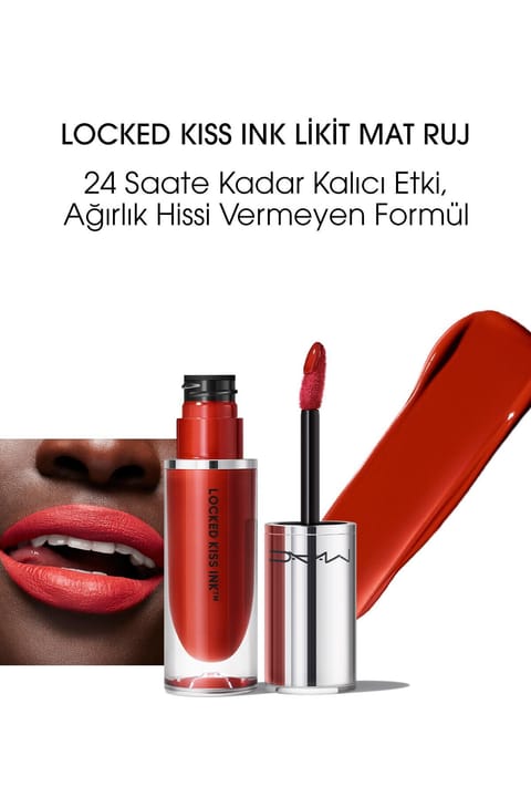 رژ لب مایع مات ۲۴ ساعته M.A.C Locked Kiss Ink - رنگ Extra Chili - ۴ml - 773602673032