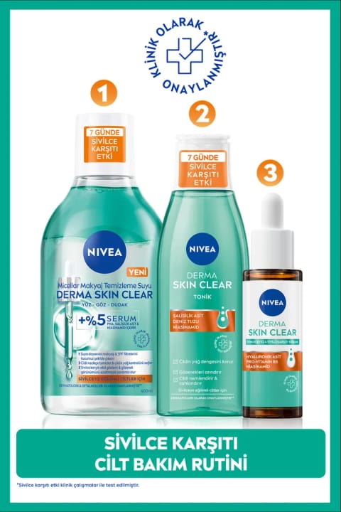 ست مراقبت از پوست ضد جوش NIVEA Derma Skin Clear، سرم، پاککننده آرایش...