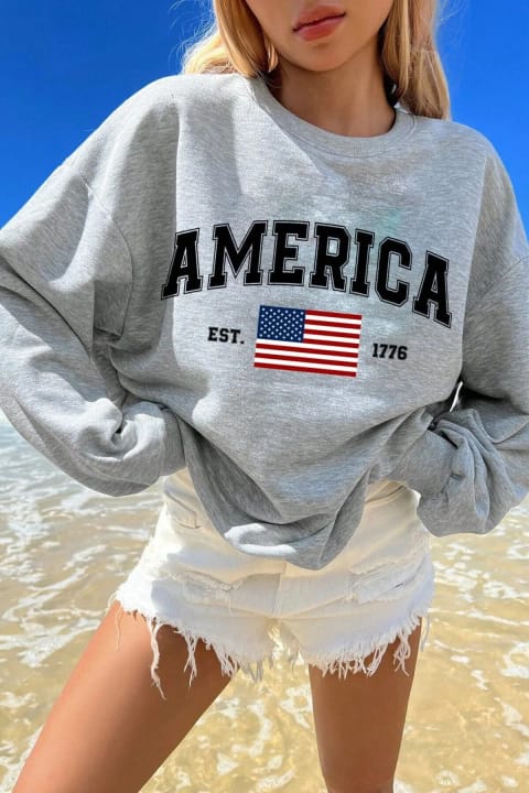 سویشرت اورسایز نخی چاپ America uyguntarz