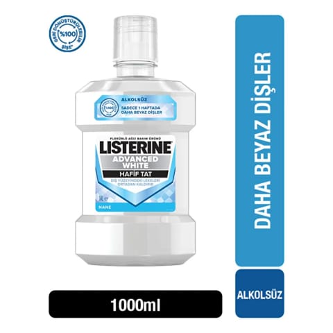 لیسترین Advanced White دهان‌شویه طعم ملایم 1000 میلی‌لیتر