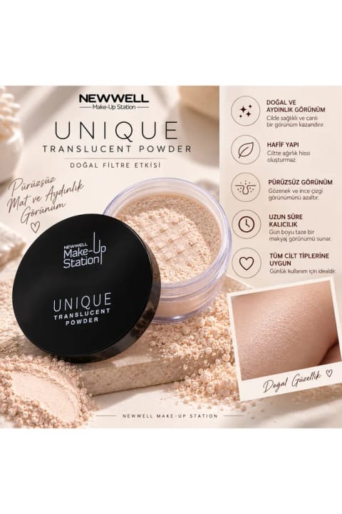 پودر ثابت شفاف New Well NEWWELL Make-Up Station Unique Translucent
