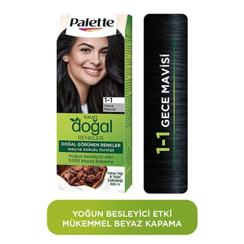 Palette رنگ موی دائم رنگ‌های طبیعی 1-1 آبی شب