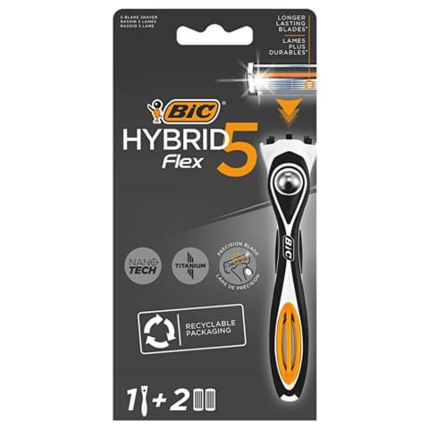 Bic Flex5 Hybrid 5 تیغه 1 دسته + 2 کارتریج تیغ اصلاح