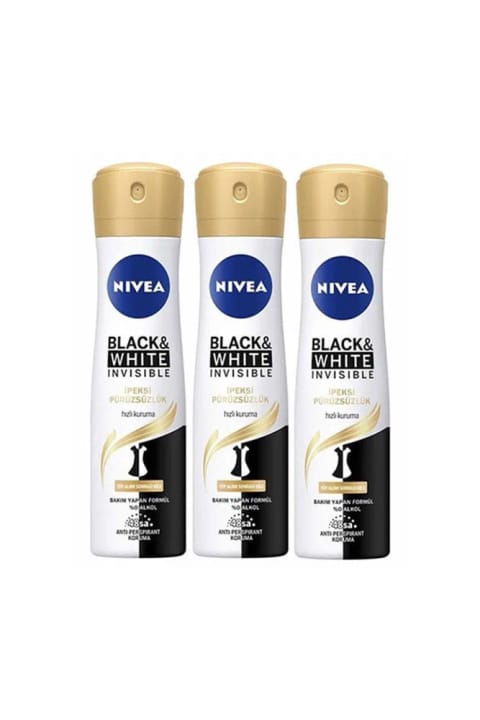 NIVEA Invisible Black And White اسپری دئودورانت ۱۵۰ میلی‌لیتر (بسته ۳ عددی)