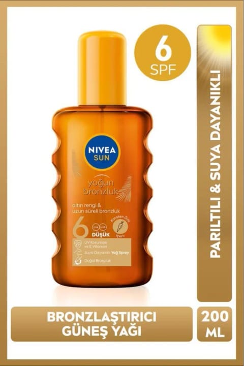 NIVEA SUN SPF6 برنزه‌کننده روغن آفتاب ۲۰۰ میلی‌لیتر، رنگ طلایی و درخشان، مقاوم به آب...