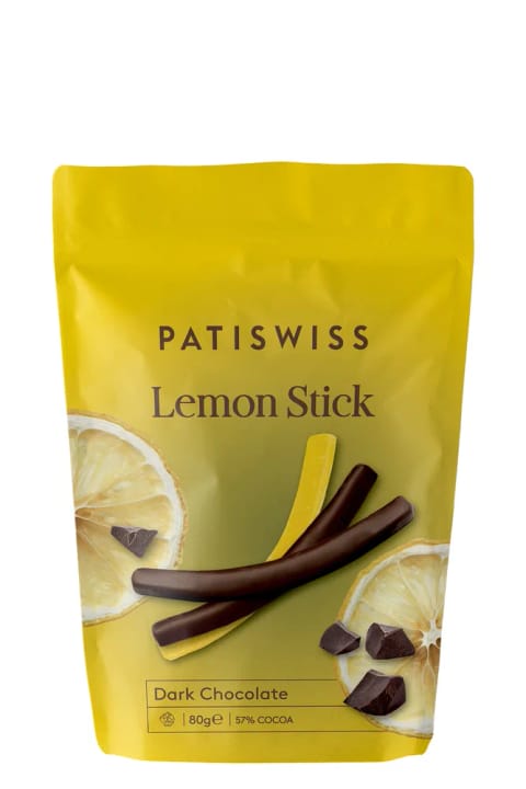 Patiswiss نوارهای لیمویی با شکلات تلخ، 80 گرم