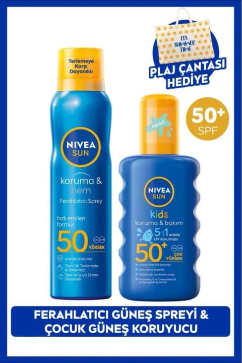 NIVEA SUN SPF50 بزرگسالان و کودکان سِت اسپری ضدآفتاب، ساحلی و...