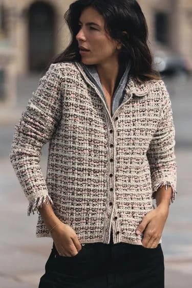 Textured Knit کاردیگان با سرآستین ریش‌ریش