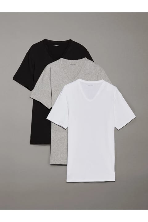 تیشرت Calvin Klein مردانه لوگودار روزمره مشکی-سفید-طوسی