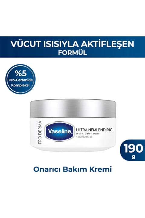 کرم مراقبتی ترمیم‌کننده Vaseline Pro Derma فوق‌آبرسان صورت بدن دست ۱۹۰ گرم