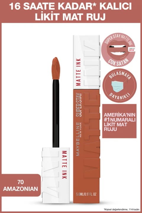 رژ لب مایع مات Maybelline New York Super Stay Matte Ink - سایه 70 آمازونی