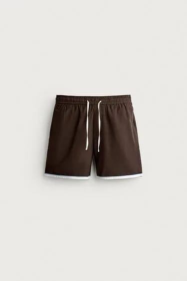 Zara شلوارک برمودا با سجاف کنتراستی