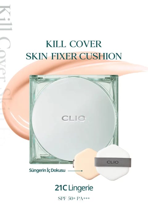 CLIO کوشن فونداسیون مات و ماندگار Kill Cover Skin Fixer Cushion + رفیل (21C...)