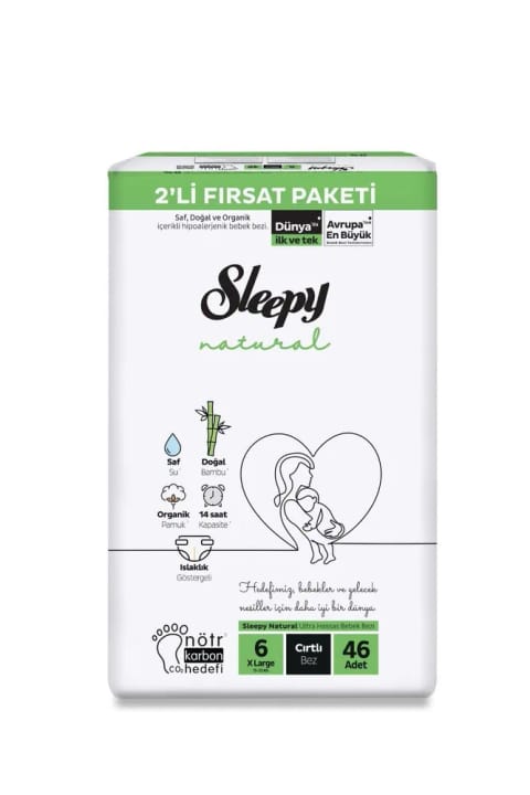 Sleepy Natural سایز 6 فوق بزرگ بسته 46 عددی پوشک بچه