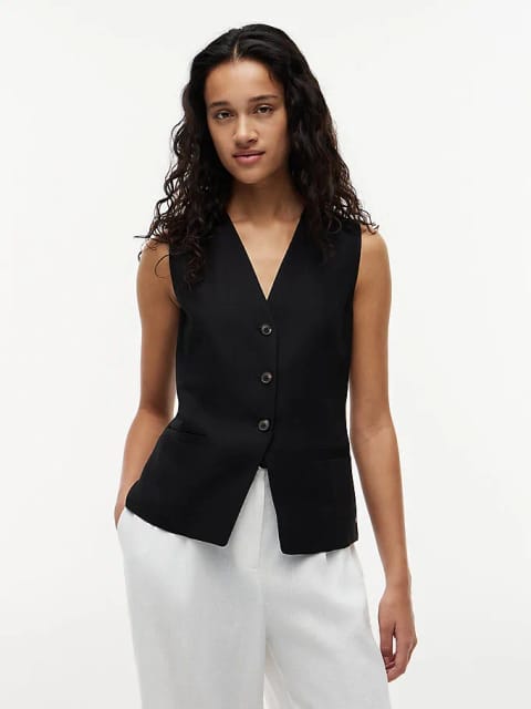 Tommy Hilfiger زنانه Lyocell بلند جلیقه کت تابستانی