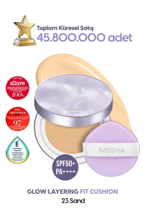 کوشن میسا مدل Glow Layering Fit با پوشش دهی بالا و فینیش براق — 23 Sand