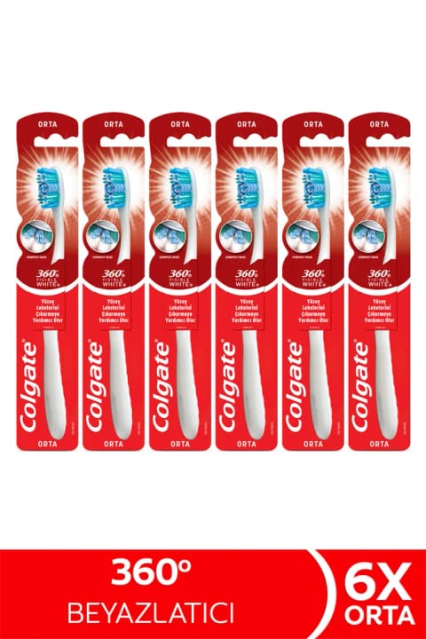 Colgate 360 Visible White مسواک متوسط سفیدکننده x6 مراقبت از دهان
