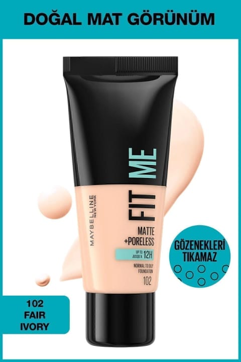 Maybelline New York Fit Me Matte+Poreless - 102 Fair Ivory