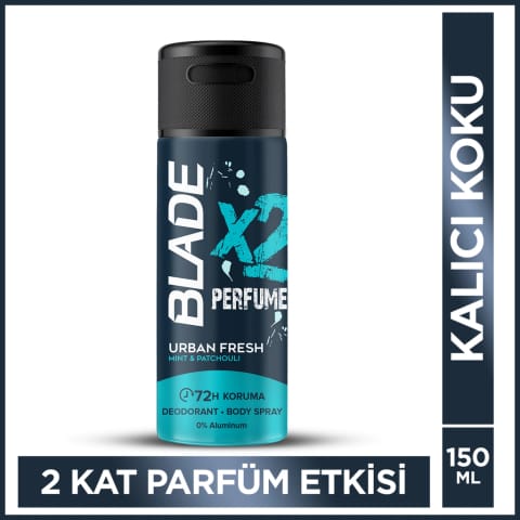 دئودورانت اسپری مردانه Blade x2 با اثر عطر Urban Fresh 150 ml