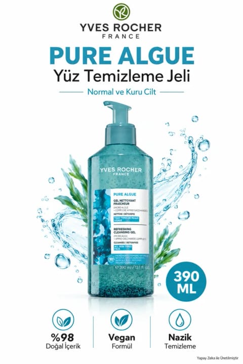 ژل شستشوی صورت احیاکننده پری‌بیوتیک Yves Rocher 390 میلی‌لیتر - مناسب پوست معمولی و خشک