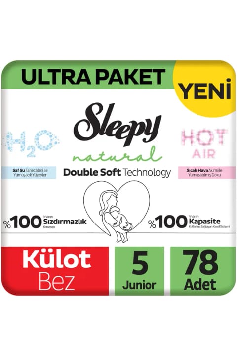 Sleepy Natural Double Soft پوشک شورت سایز ۵ نوجوان ۷۸ عددی