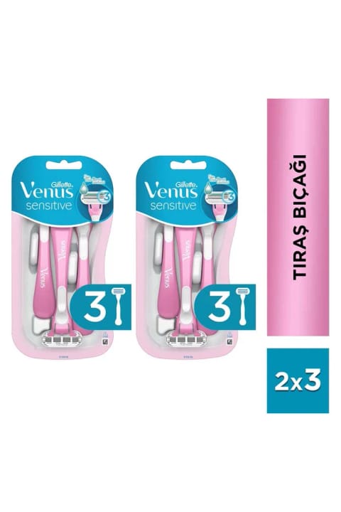 Gillette Venus Venus Sensitive تیغ اصلاح زنانه 3 عددی x 2
