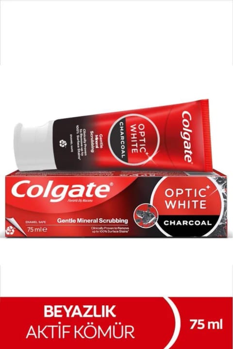 Colgate Optic White خمیردندان ذغال فعال ۷۵ میلی‌لیتر سفیدکننده مراقبت دهان و...